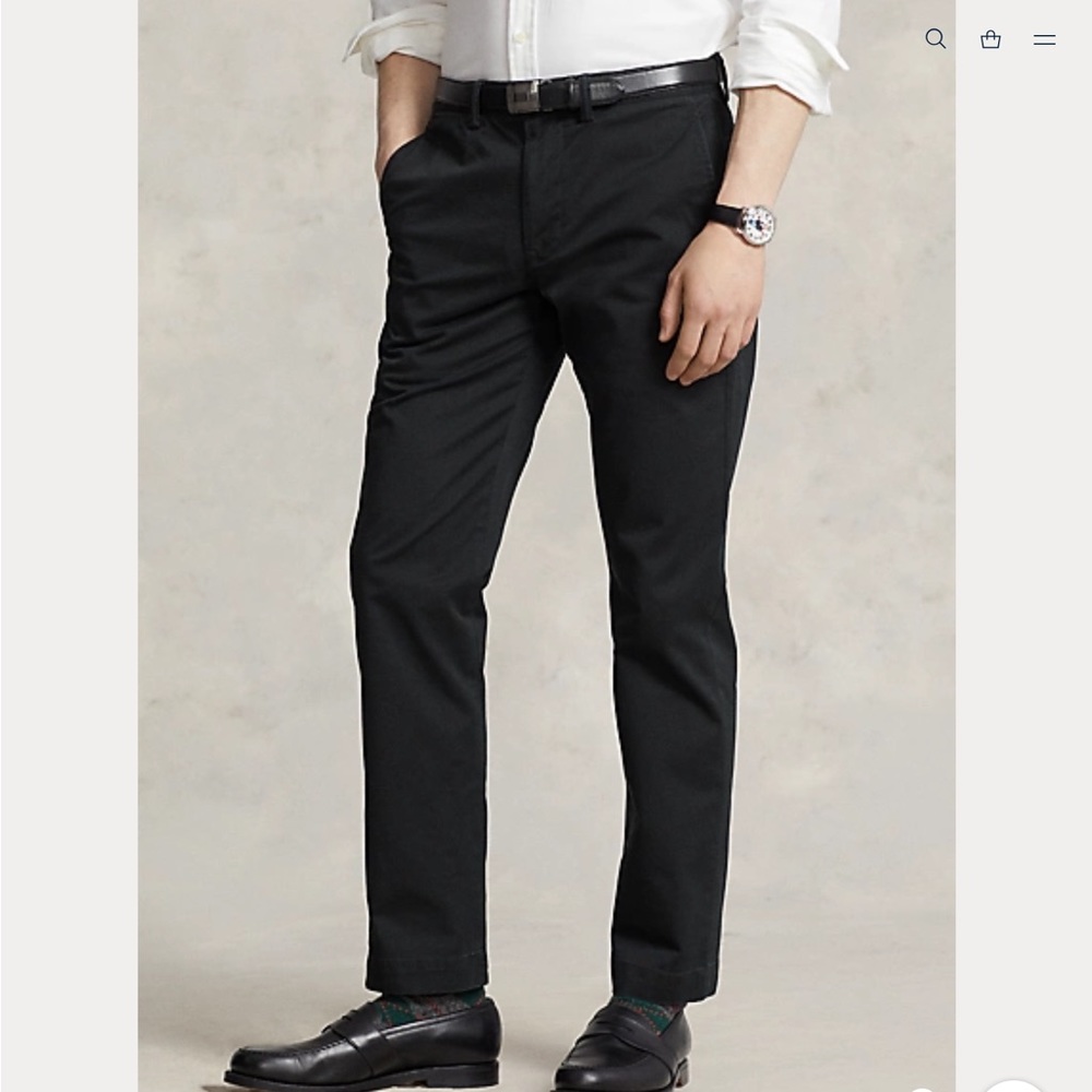 Polo Ralph Lauren Straight Stretch Flat Front Chino Black 40/30
